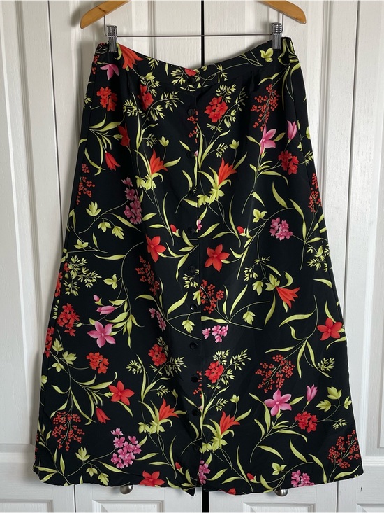 Jaclyn Smith Dresses & Skirts - Jaclyn Smith Floral Maxi Skirt Women’s XL Black Colorful VTG 90s Pull On Elastic